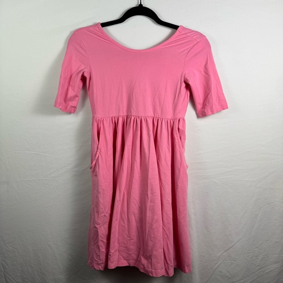 Hanna Andersson Pink Short Sleeve Dress Girls Size 10 - Picture 2 of 4